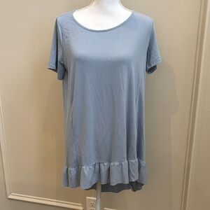 Sky Blue Women's Tunic with Ruffle Hem
